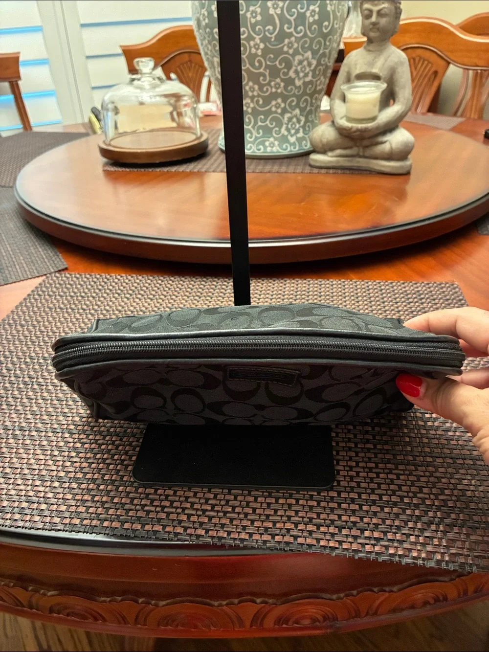 Coach Black Signature Vintage Cosmetic Bag